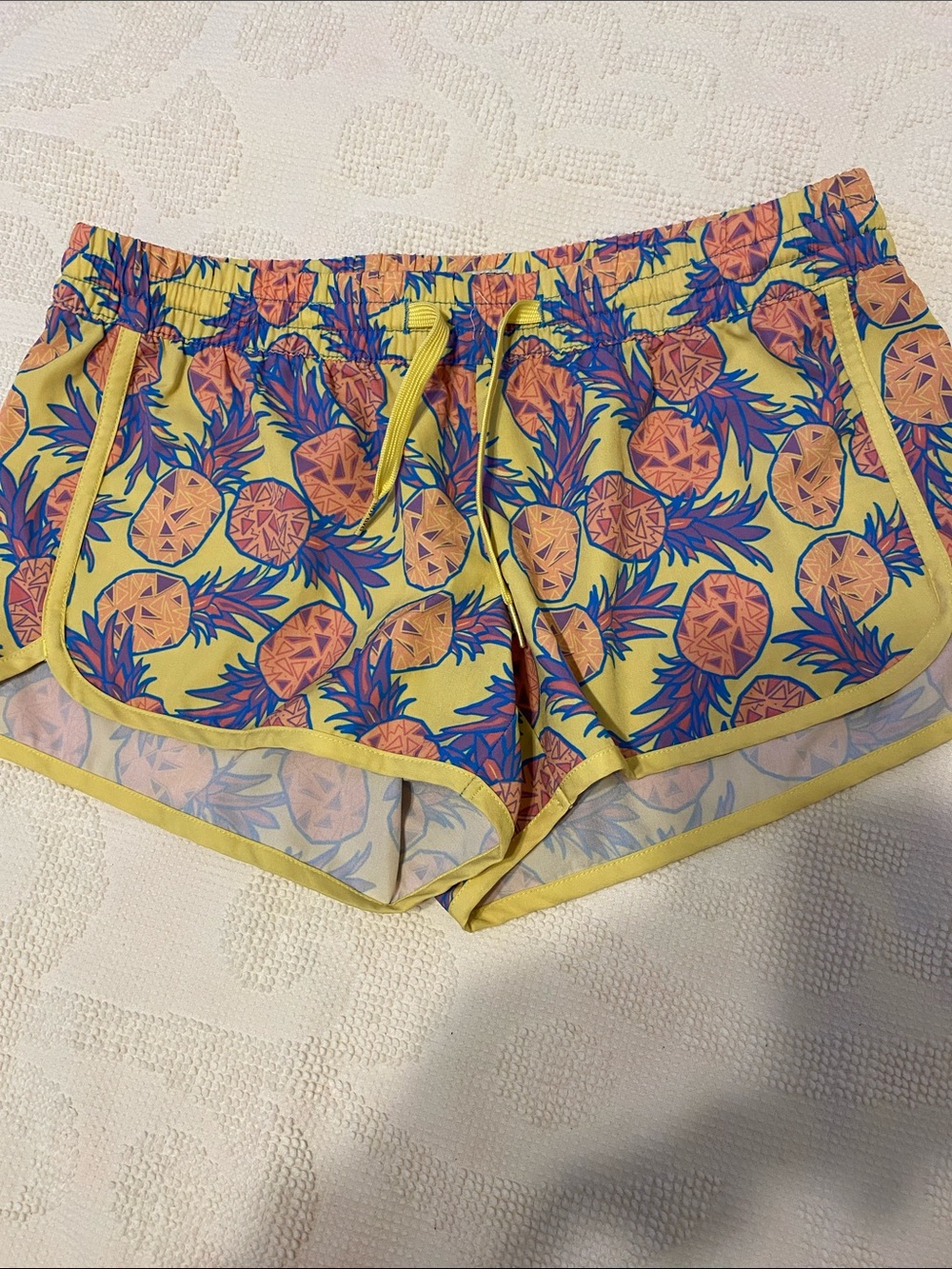 Tipsy Elves Yellow Pineapple Print Athletic Shorts